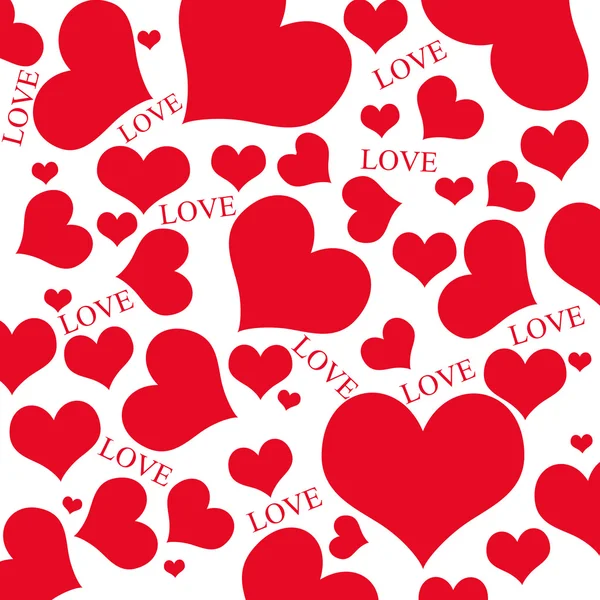 Rote Herzen und Liebesworte — Stockfoto