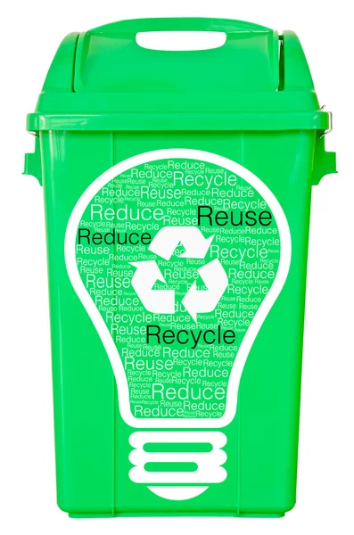 Зелений смітник на ізольованому білому фоні — стокове фото