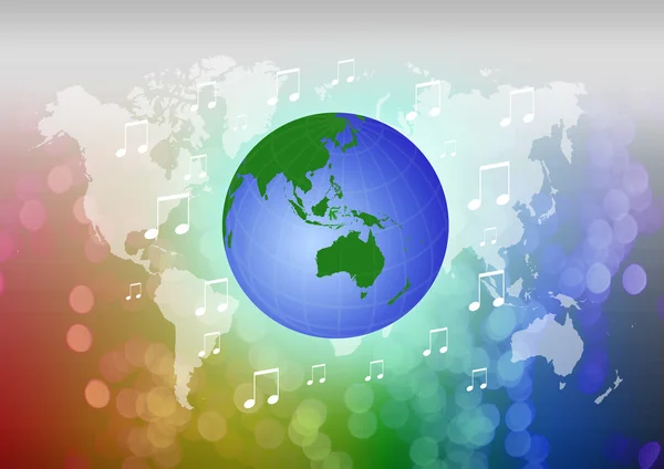 Planeta Země s poznámkou hudba — Stock fotografie