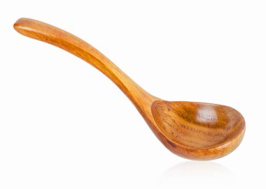 Tahta kepçe beyaz arkaplanda izole edildi, kırpma yolunu kaydet.