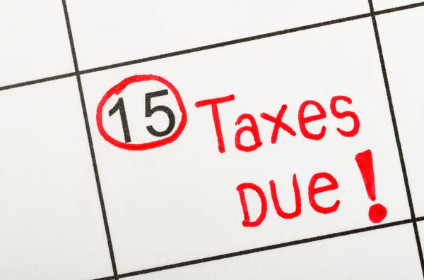 Handwritten Tax Due Reminde Apointment Calendar — Stock Photo, Image