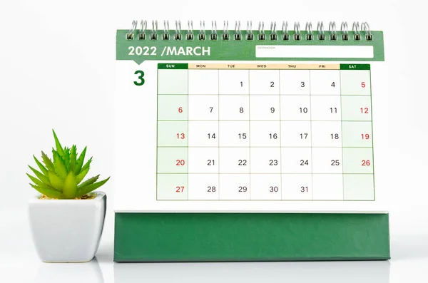 Maart Bureau Kalender 2022 Witte Achtergrond — Stockfoto