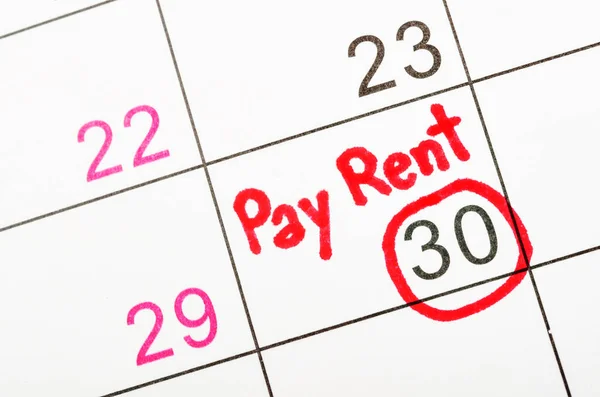 Pay Rent Written Sheet Calendar — Stock Photo, Image