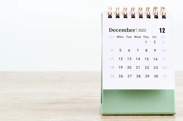Bureaukalender Van December 2022 Houten Tafel — Stockfoto