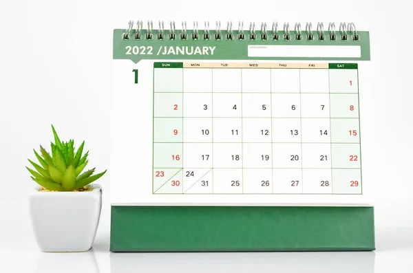 Calendarul Birou Din Ianuarie 2022 Fundal Alb — Fotografie, imagine de stoc
