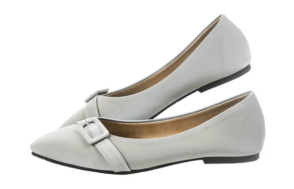 白い背景に隔離されたグレーの女性の靴のペア クリッピングパスを保存 — ストック写真