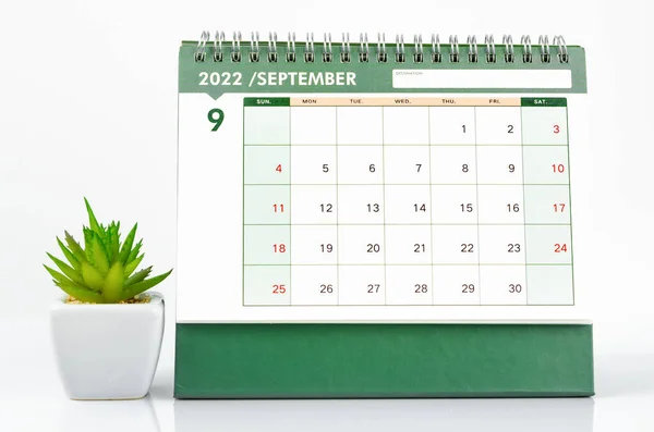 Calendarul Birou Din Septembrie 2022 Fundal Alb — Fotografie, imagine de stoc