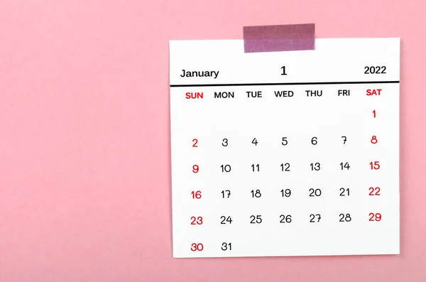 January 2022 Calencar Pink Background — Stockfoto