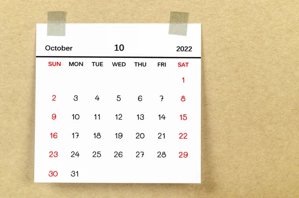 Oktober 2022 Kalender Brun Bakgrund — Stockfoto