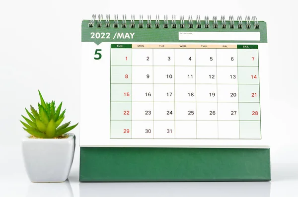 Bureaukalender Mei 2022 Witte Achtergrond — Stockfoto
