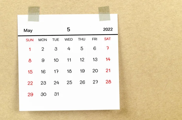 Ημερολόγιο Του Μαΐου 2022 Καφέ Φόντο — Φωτογραφία Αρχείου