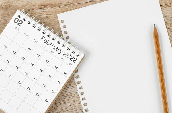 Настольный Календарь Февраля 2022 Года Чистым Листом Бумаги Текста Сообщения — стоковое фото