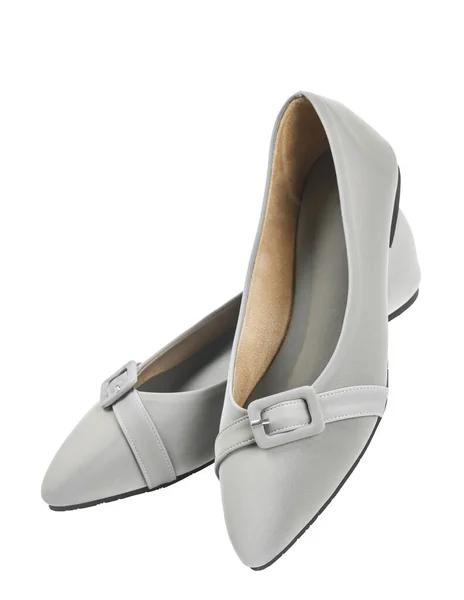 白い背景に隔離されたグレーの女性の靴のペア クリッピングパスを保存 — ストック写真