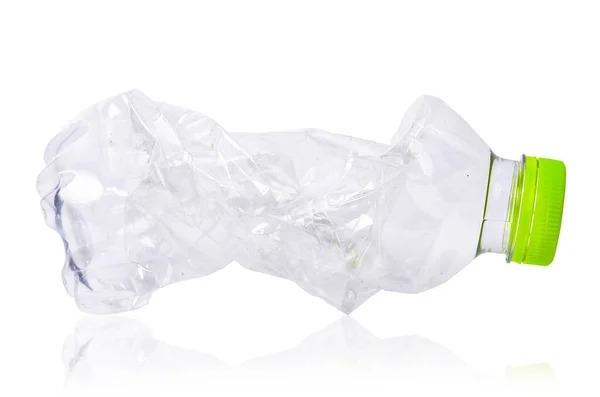Blanco Waterfles Afval Plastic Geïsoleerd Witte Achtergrond Sparen Clipping Pad — Stockfoto