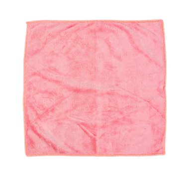 Pembe Mikrofiber Havlu beyaz arkaplanda izole edildi, kırpma yolunu kaydet.