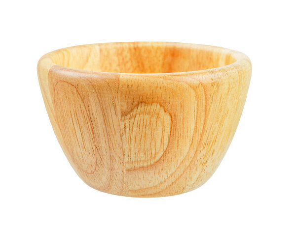 Empty wooden cup isolated on white background, saved clipping path.