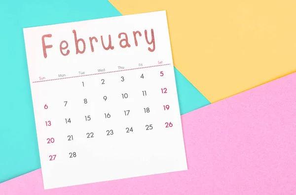 February 2022 Calendar Multicolored Background — Stock Photo, Image