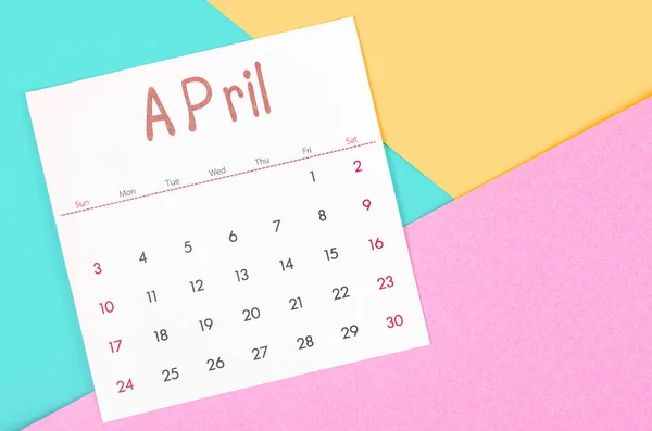 Calendário Abril 2022 Fundo Multicolorido — Fotografia de Stock