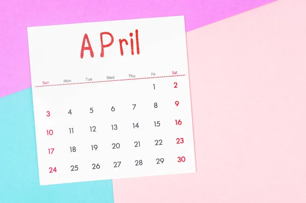 Calendário Abril 2022 Fundo Multicolorido — Fotografia de Stock