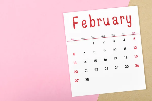 February 2022 Calendar Pink Background Empty Space — Stock Photo, Image