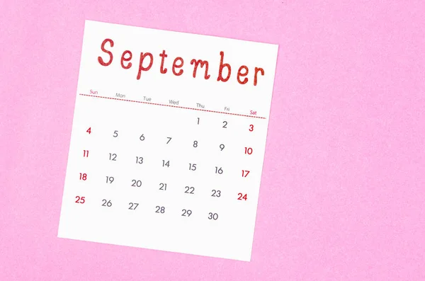 Calendário Setembro 2022 Sobre Fundo Rosa Com Espaço Vazio — Fotografia de Stock