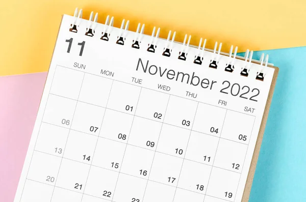 Calendário Mesa Novembro 2022 Fundo Multicolorido — Fotografia de Stock