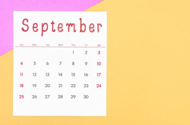 Eylül 2022 takviminde çok renkli arkaplan.