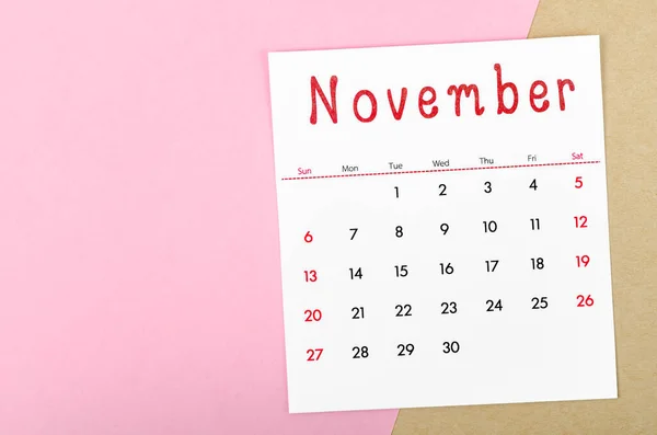 November 2022 Calendar Pink Background Empty Space — Stock Photo, Image