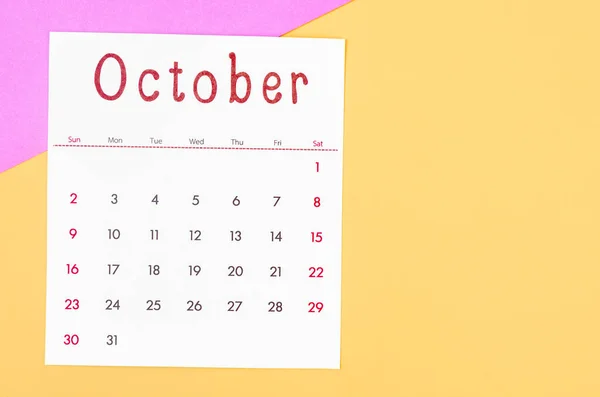 Calendário Outubro 2022 Fundo Multicolorido — Fotografia de Stock