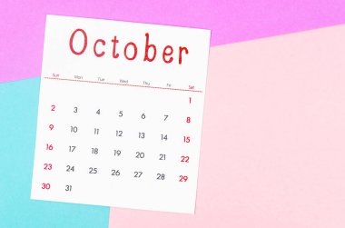 Ekim 2022 takviminde çok renkli arkaplan.