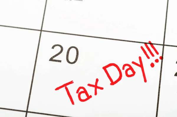 Χειρόγραφη Ημέρα Φορολογίας Ένα Ημερολόγιο — Φωτογραφία Αρχείου
