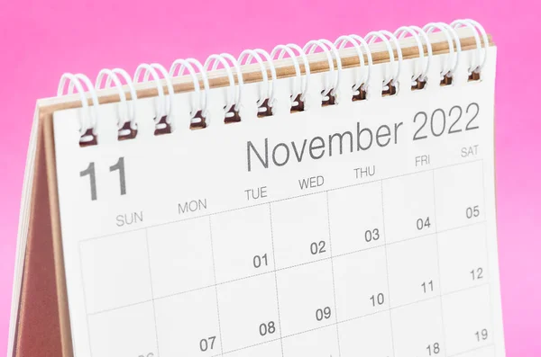 Oktober 2022 Bureau Kalender Roze Achtergrond Met Lege Ruimte — Stockfoto