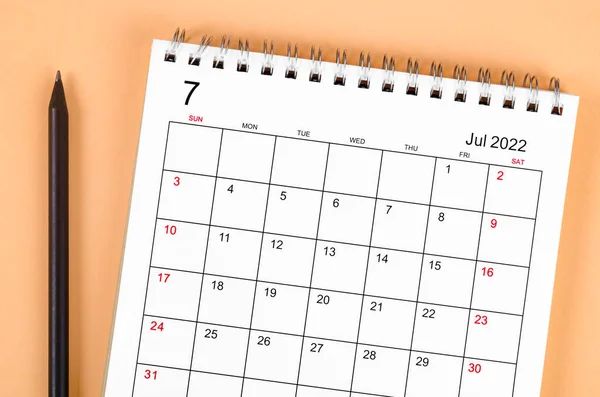 Κλείσιμο Ιουλίου 2022 Ημερολόγιο Γραφείου — Φωτογραφία Αρχείου