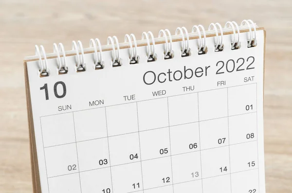 Calendario Scrivania Ottobre 2022 Sfondo Legno — Foto Stock