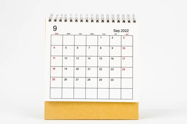 September 2022 Desk Calendar White Background — Stock Photo, Image
