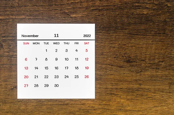 November 2022 Kalender Vintage Trä Bakgrund — Stockfoto