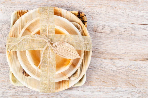 Kuchyňské Vyrobeno Sušené Palmy Betelového Ořechu Přírodní Materiál Ekologický Koncept — Stock fotografie