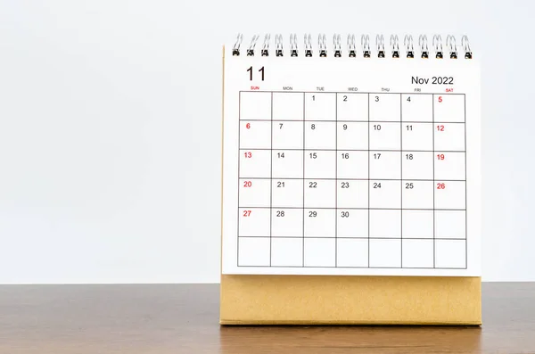 Calendario Scrivania Novembre 2022 Sfondo Legno — Foto Stock