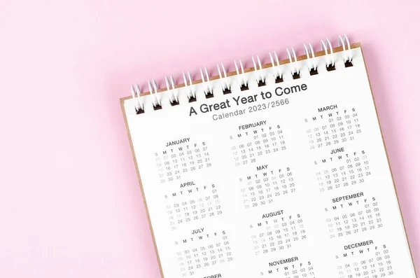 Months Desk Calendar 2023 Pink Background — Photo