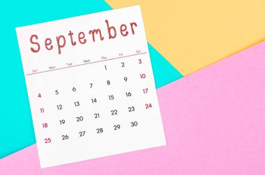 Eylül 2022 takviminde çok renkli arkaplan.