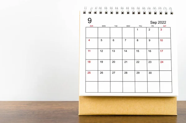 September 2022 Desk Calendar Wooden Background — Stock Photo, Image