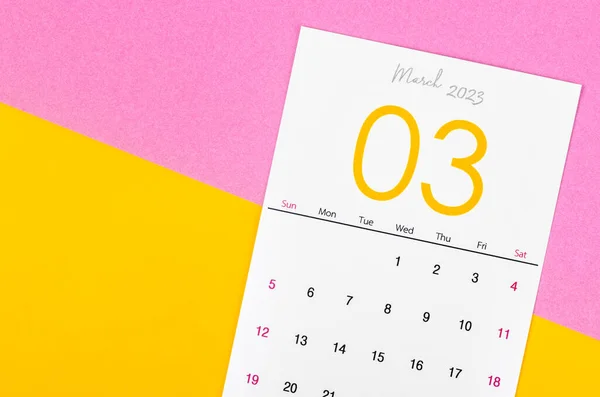 The Desk Calendar March 2023 on beautiful background.