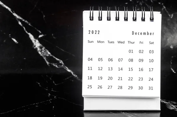December 2022 Månadskalender För 2022 Svart Marmor Bakgrund — Stockfoto