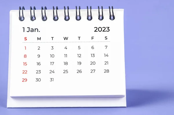 Leden 2023 Měsíční Kalendář Pro 2023 Rok Fialovém Pozadí — Stock fotografie