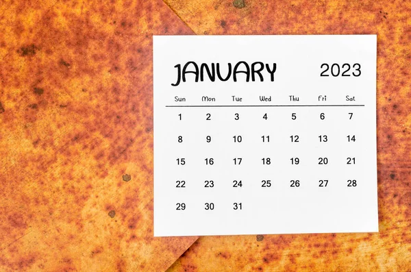 Enero 2023 Calendario Mensual Para 2023 Año Sobre Fondo Grunge —  Fotos de Stock