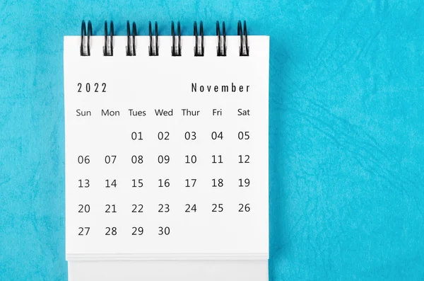 November 2022 Monthly Desk Calendar 2022 Year Blue Background — Stock Photo, Image