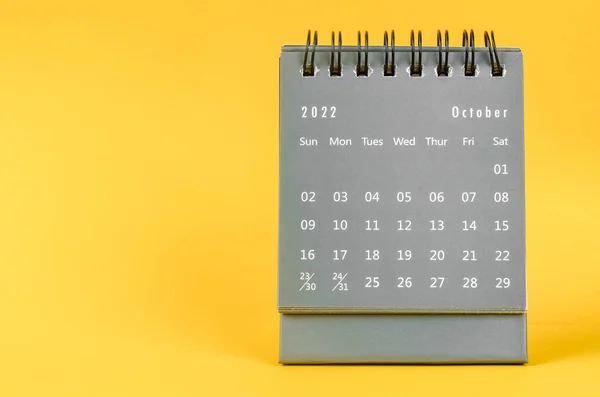 Octubre 2022 Calendario Mensual Escritorio Para 2022 Año Sobre Fondo — Foto de Stock