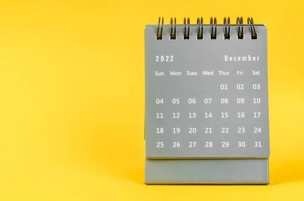 December 2022 Monthly Desk Calendar 2022 Year Yellow Background — Stock Fotó