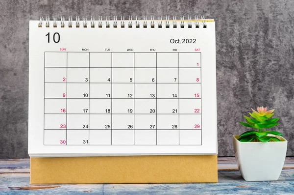 Ottobre 2022 Calendario Mensile Tavolo 2022 Anni Tavolo Legno — Foto Stock
