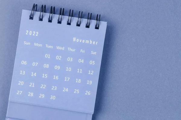 November 2022 Monthly Desk Calendar 2022 Year Blue Background — Stock Photo, Image